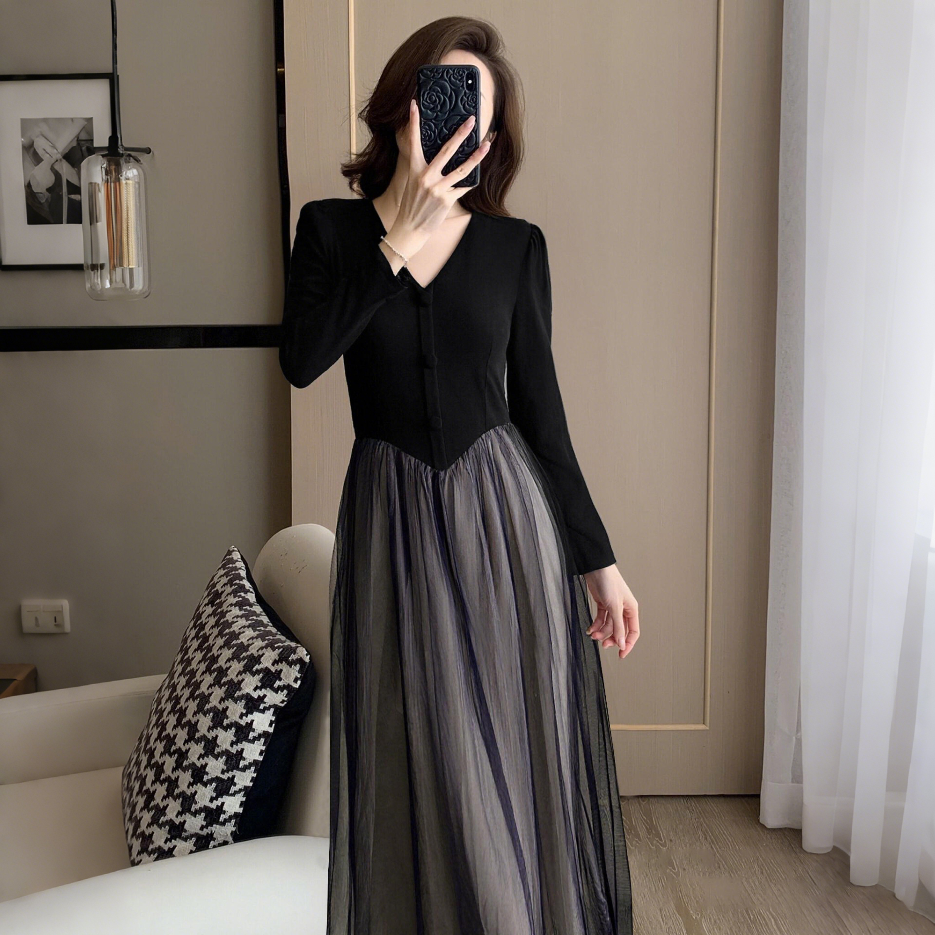 2025秋季新款有里布洋气优雅连衣裙女设计感衬衫收腰裙子JT0153A