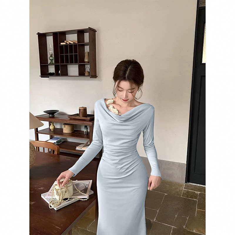 2025秋冬季新款韩系设计感气质修身显瘦长袖连衣裙D4254,女装/女士精品,连衣裙,淘宝优惠券,粉丝福利购,淘宝优惠卷