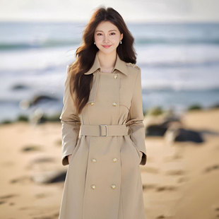 长袖 风衣款 连衣裙TX0182A 新款 有里布送腰带宽松中长裙子2025秋季