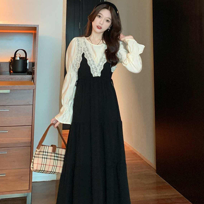 春季女装2026新款微胖穿搭法式复古气质收腰时尚显瘦连衣裙子2148