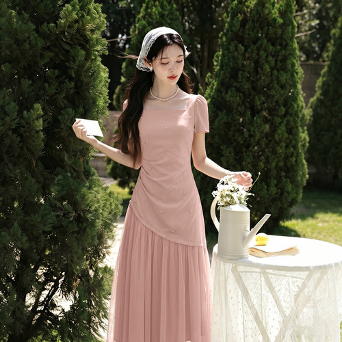 【有里布】夏季女子时尚甜美裙子气质修身度假风休闲连衣裙D7519