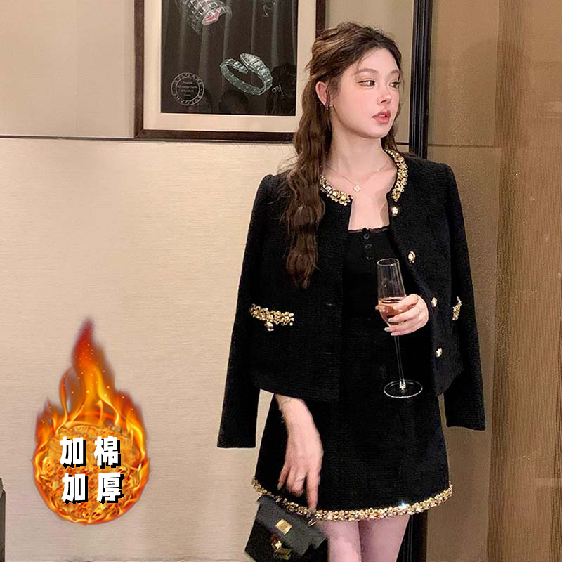 加棉加厚【两件套】富家千金小香风套装裙女高级感两件套LJ0179