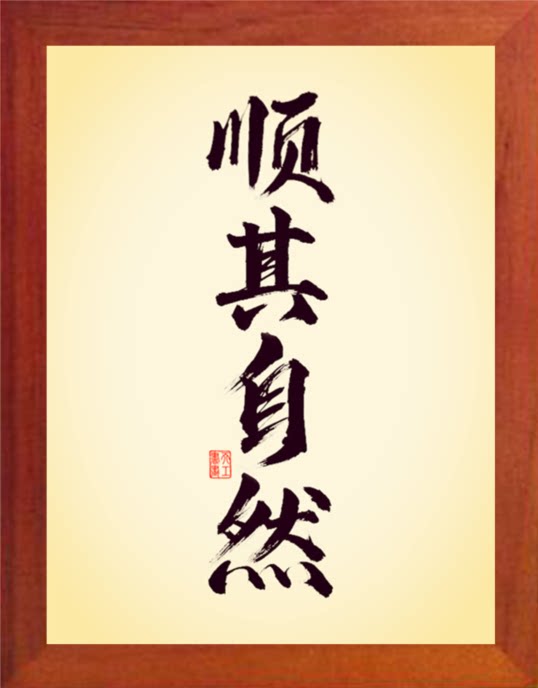 营养书画 天然实木有框画简约现代装饰画挂摆件 书法 顺其自然