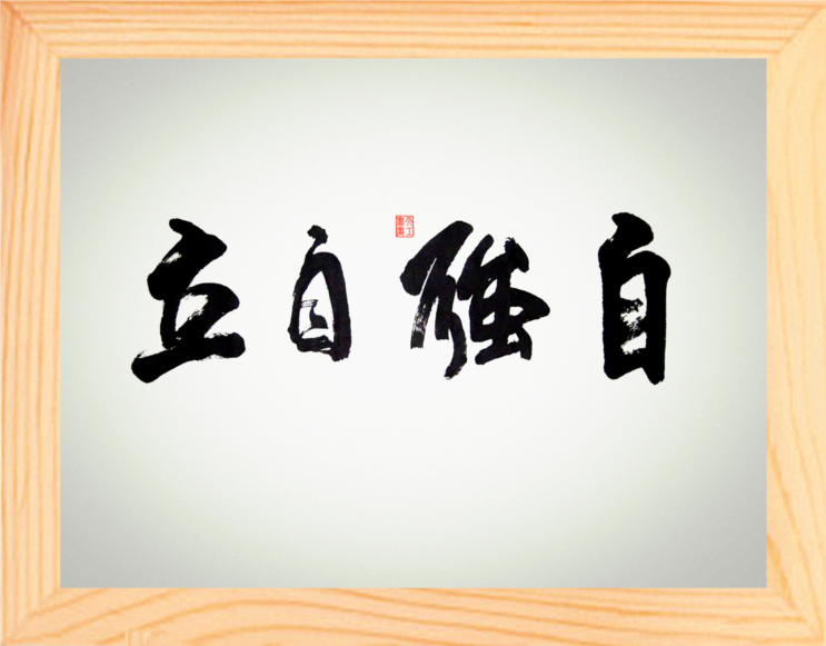 营养书画 天然实木有框画简约现代装饰画挂摆件 书法 自强自立
