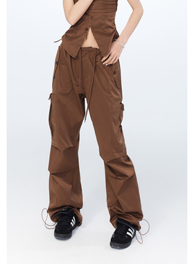 LINY LIBERTY 23SS 美式工装裤女夏宽松多口袋束脚阔腿休闲裤子