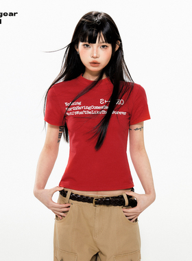 LINY LIBERTY 24SS 设计感街头印花圆领短袖t恤女修身百搭上衣