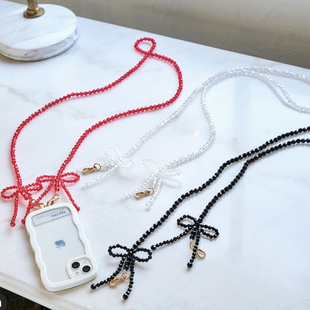 日本小众tinytiny串珠日韩ins大火长款斜挎手机链条斜肩背带高级