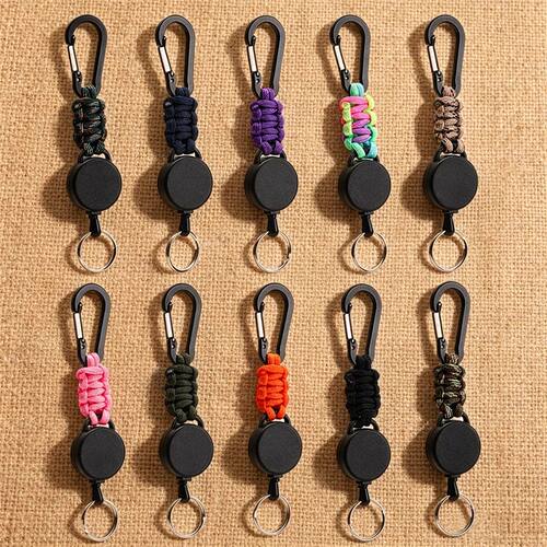Men Outdoor Paracord Keychain With Carabiner Clip 65cm Retra