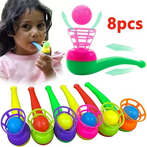 2-8pcs Colorful Plastic Tube Blow Ball Children's Puzzle Toy