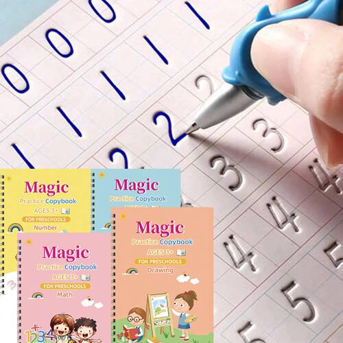 4pcs Sank Magic Practice Copybook Pen Preschools Kids Callig