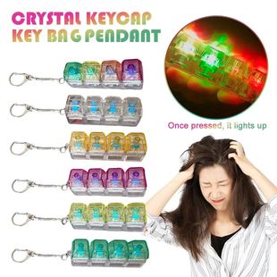 LED Crystal Keycap Keyboard Stress Toys Keychain Reli Fidget