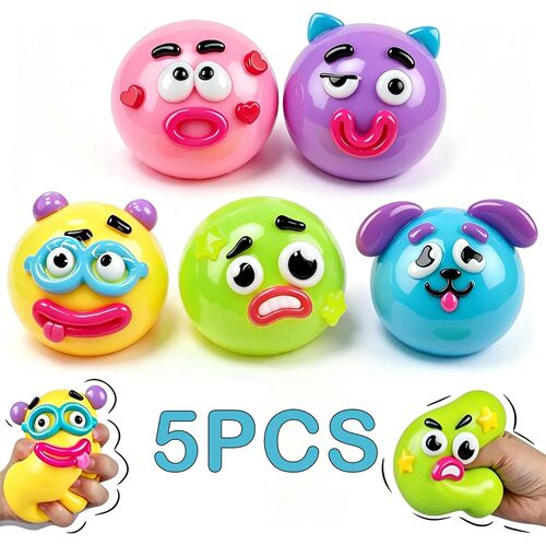 5Pack Smushers Face Squishy Toy Face Swap Squishy Toy Soft T