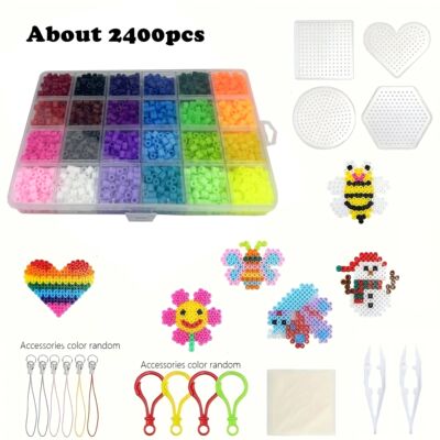 24/15/12/10 Colors Rainbow Ironing Beads Pegboard Set, 5mm H