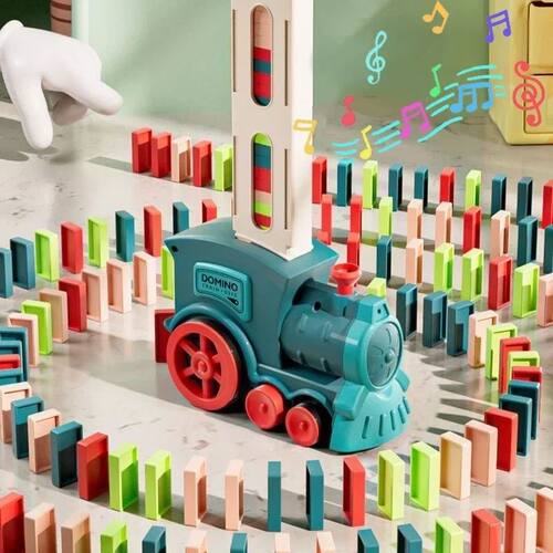Automatic Laying Domino Train Electric Car Brick Blocks Kits