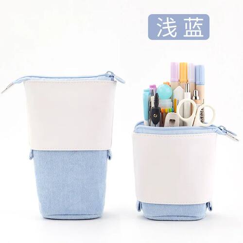 Pen Bag Stationery Marker Pouch PU Pencil Holder Solid Color