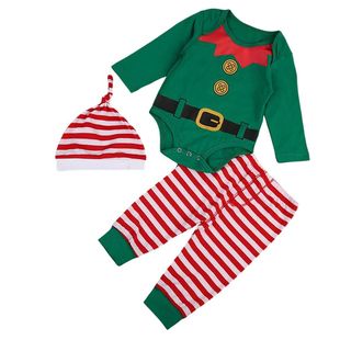 3 Pcs Christmas Jumpsuit Baby Boy Newborn Girl Outfits Elf C