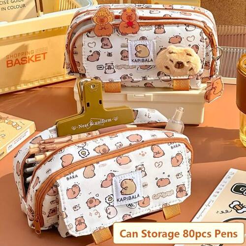 Capybara Four-layer Large Capacity Pen Bag Cute Cartoon Penc