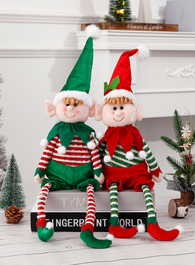 33/55cm Red and Green Christmas Elf Doll Plush Leg Doll Xmas