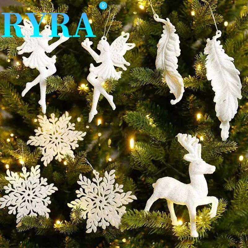 Xmas Tree Pendants Snowflake Angel Deer Hanging Ornaments Ch