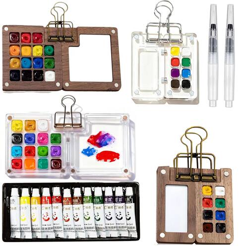 12 Colors Watercolors Pigments Painting Set With 15 Grid/8 G