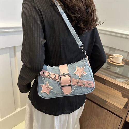 Y2k Hot Girls Denim Shoulder Bags Retro Rivet Star Women's U