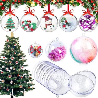 Christmas Ornaments Balls DIY Fillable Bauble Plastic Transp