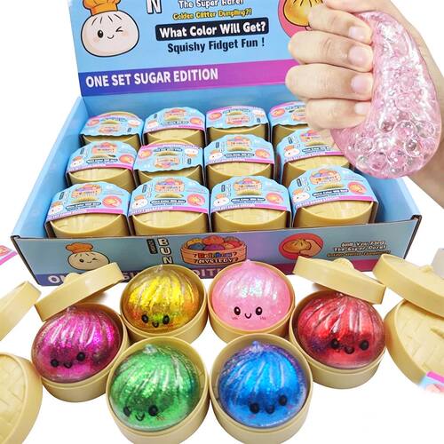 New Glitter Dumpling Squishy with Box Dumplings Sensory Stea