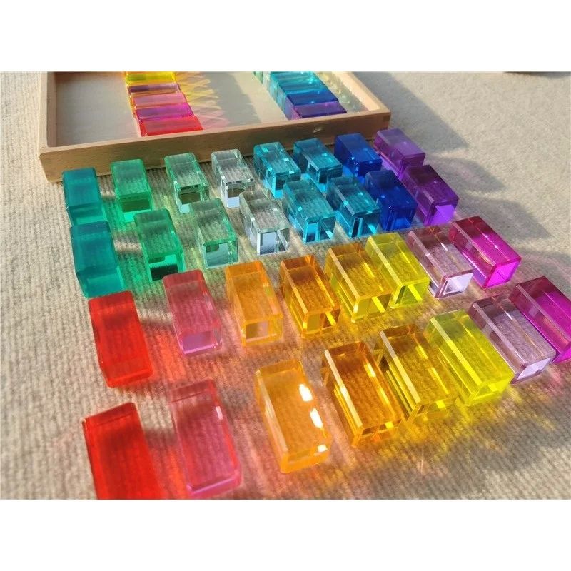 New Design Montessori Toys See Through Rainbow Lucite Stacki