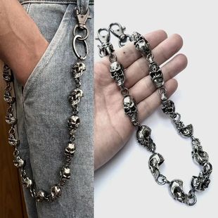 Chain Men Skull Slim Wallet Waist Keychain Gothi Heavy