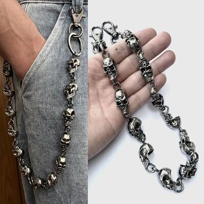 Slim Heavy Waist Chain Men Skull Keychain Wallet Chain Gothi