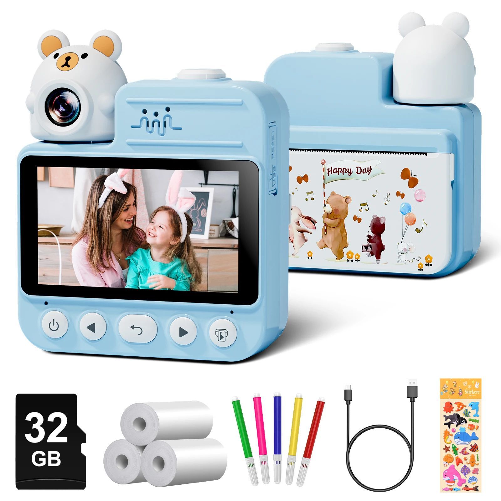 Kids Camera Instant Print, 3.0'' Kids Instant Camera with 32