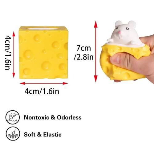 Pop Up Funny Mouse And Cheese Block Squeeze Anti Sss Toy Hid