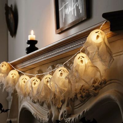Halloween Light Up Ghost Garland LED Battery Operated Handma