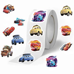 500Pcs/Roll  Cars Cartoon Stickers Lightning McQueen Decals