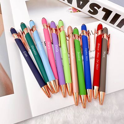 Personalized Luxurious Soft Touch Rose Gold Pen, Rubberized