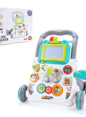 Baby Cartoon Push Walker Toy with Music Drawing Board Multif