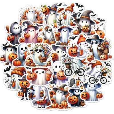 50PCS Halloween Pumpkin Ghost Stickers For Junk Journal Phon