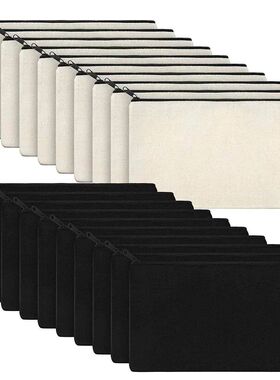 10pcs Blank Beige Diy Craft Bag Canvas Pencil Case Makeup Ba