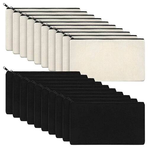 10pcs Blank Beige Diy Craft Bag Canvas Pencil Case Makeup Ba