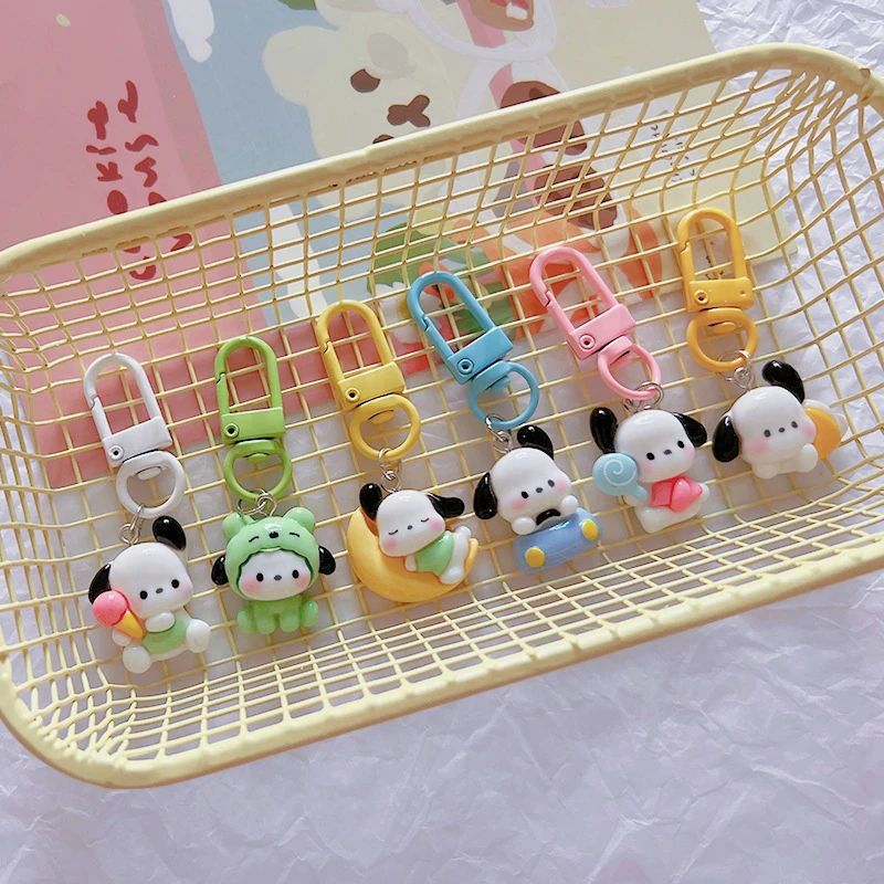 Kawaii Lovely Pochacco Keyring Cartoon Puppy Keychain For Cu