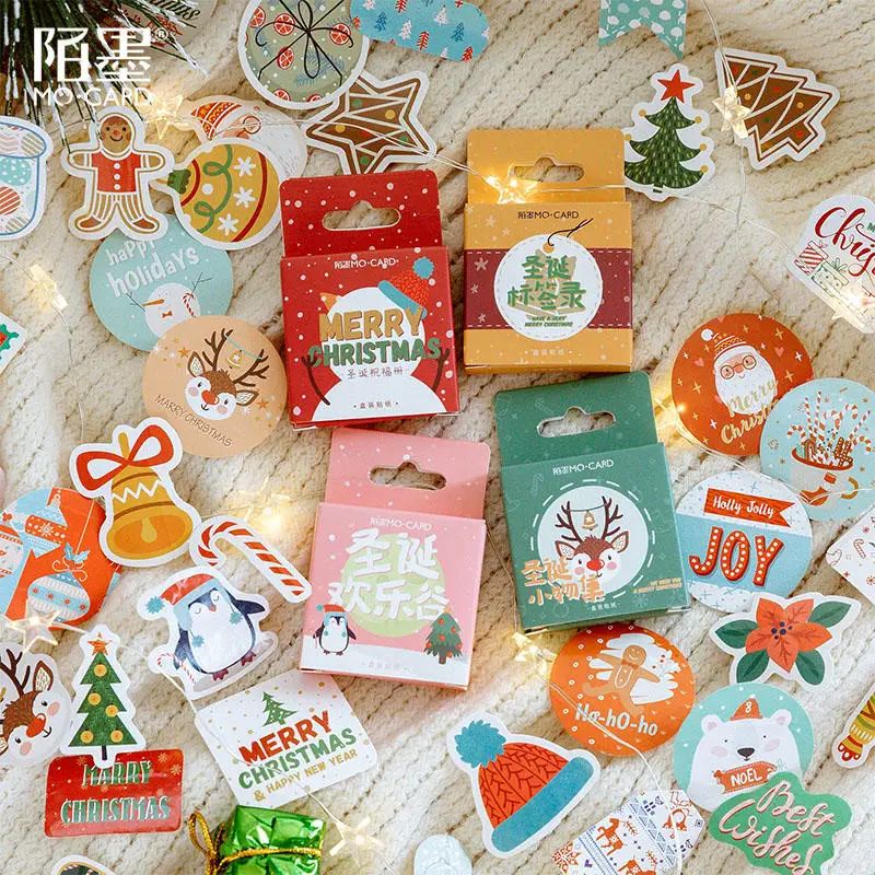 45PCS/Box Christmas Decorative Sticker Merry Santa Claus Sha