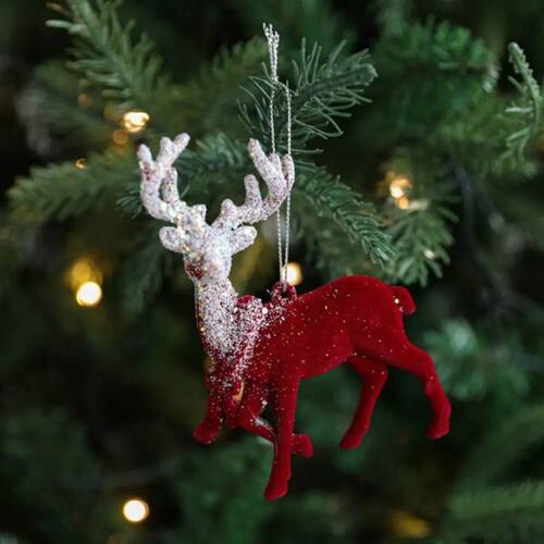 Velvet Flocked Christmas Pendants Sequin Snowflake Christmas