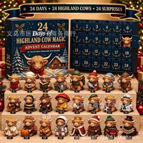 Highland Cow Blind Box Calendar Acrylic Pendant Countdown Bl