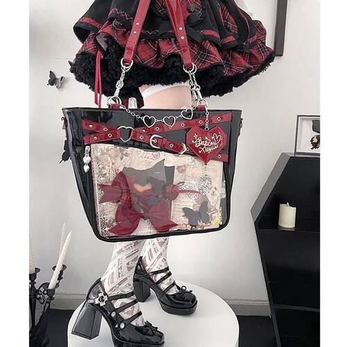 Y2k Ita Bag Anime Badge Pins Transparent Display Shoulder Ba
