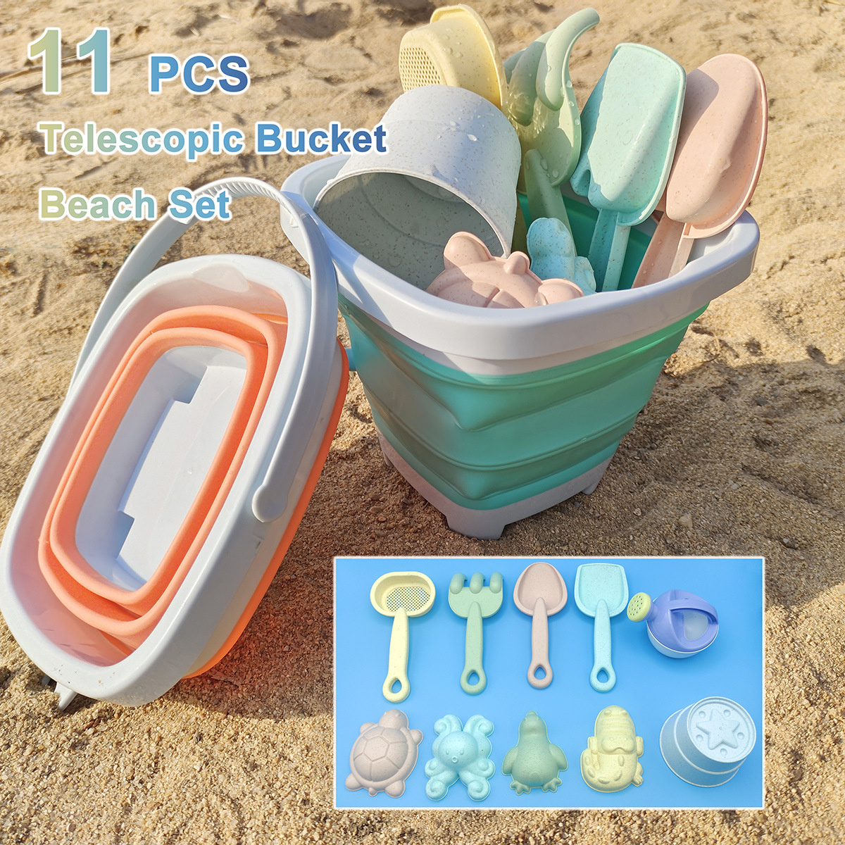 Beach Toys Suit Water Beach Folding Bucket Sand Scoop Childr