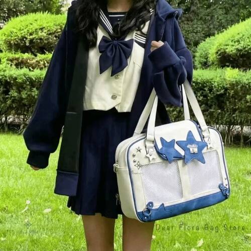 Y2K Star Rivet Ita Bag PU Transparent Leather DIY Display Cr