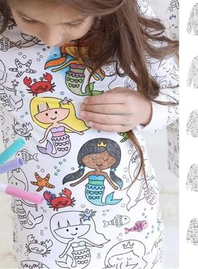 DIY Pajamas Kids Sketch Colorful Pajama Set Kids Art Color Y