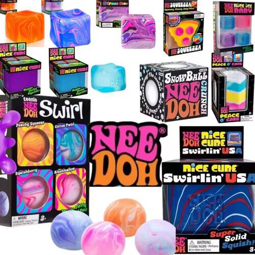 NeeDoh Assorted Squeeze Fidget Toys, Nice Cube & Swirl Sss B