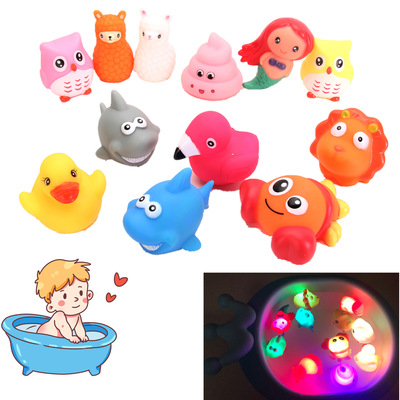 Baby Bath Water Flash Vinyl Toy Animal Touch Induction Glow