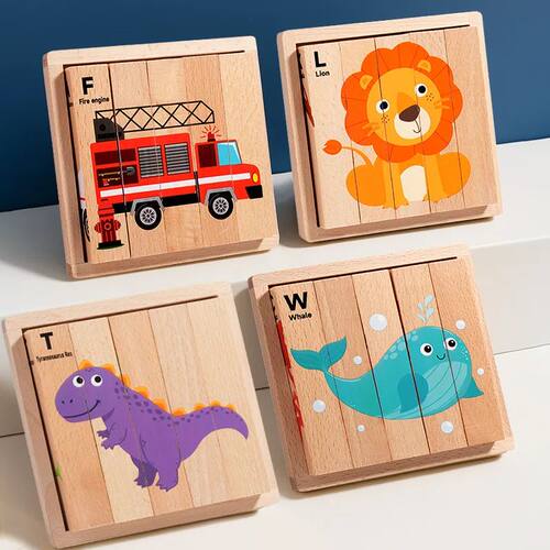 Wooden Stereoscopic Strip Animal Transport Building Blocks,